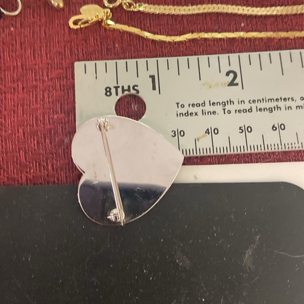 Vintage Sterling silver heart brooch or pin Guc 1.25" - Picture 6 of 7